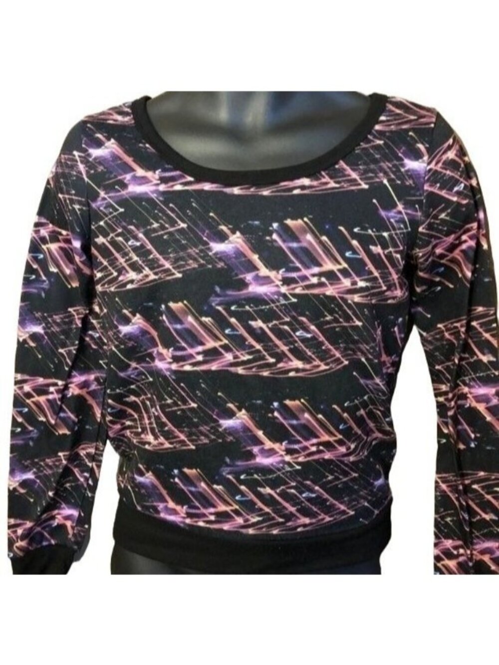 Jessica Simpson black pink sweatshirt long sleeve polyester open back READ